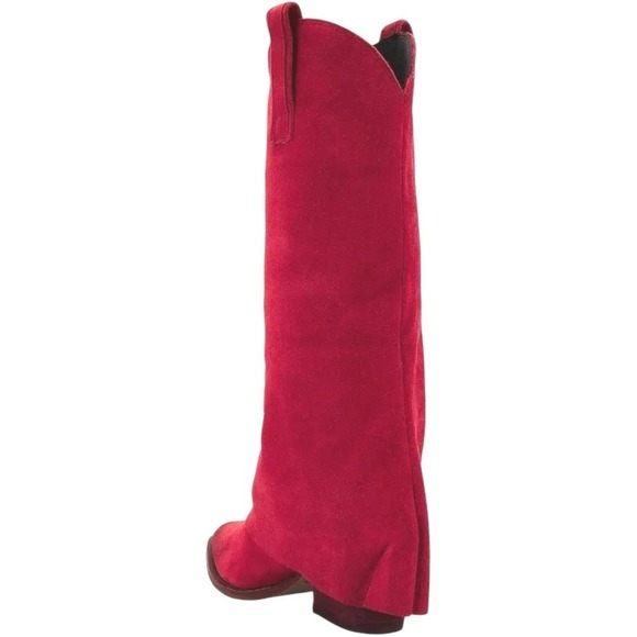 New STEVE MADDEN Cowboy Sorvino Red Suede Tall Knee Highs Western Boho Boots 6 - Picture 3 of 6